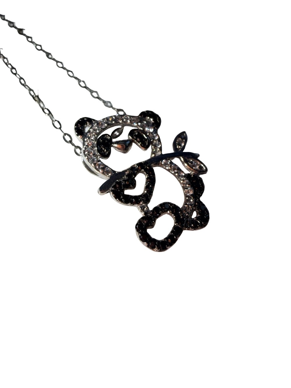 .925Silver Panda Necklace - Sparkling Black & white earth-mined diamonds
